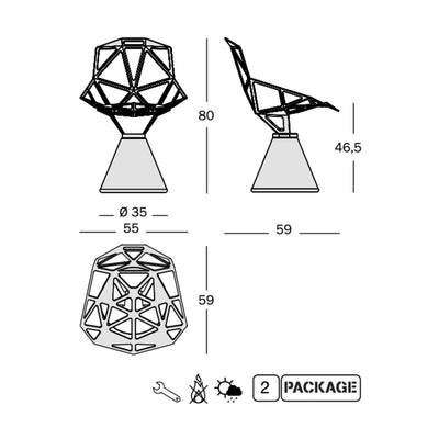 Magis Chair One Concrete, black/black (swivel base with self-returning mechanism)