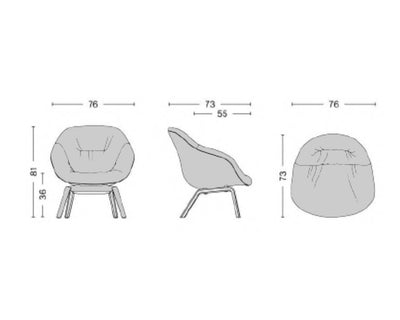 Hay AAL 83 soft duo About A Lounge chair, bolgheri LGG60/silk leather SIL0258/lacquered oak