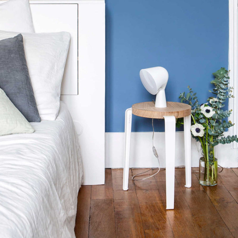 Tiptoe Lou stool, Cloud white/oak