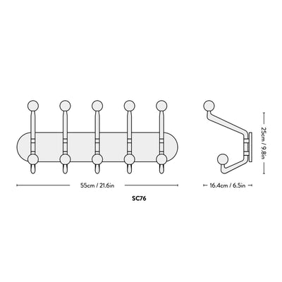 &tradition SC76 Capture wall coat rack, graphite/colour knob