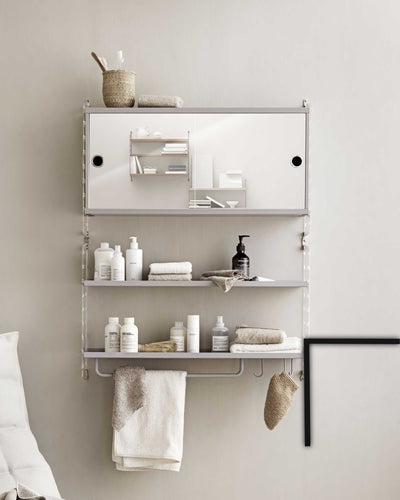 String Cabinet with Two Mirror Doors w78 x d20 x h37, grey