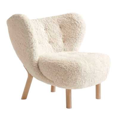 &Tradition VB1 Little Petra Lounge Chair, Moonlight Sheepskin/White Oak w80xd85xh75cm