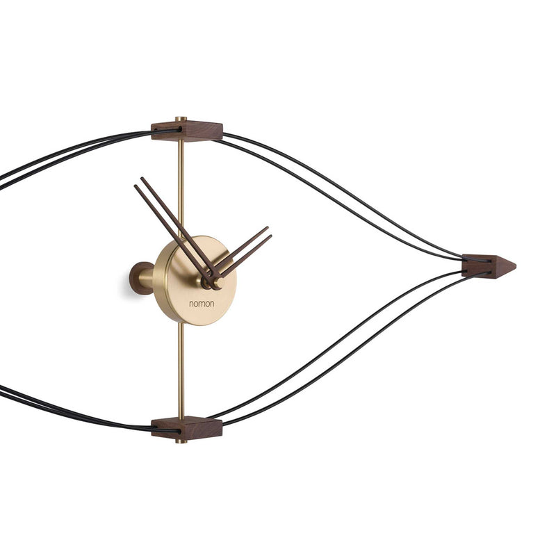 Nomon Mini Look wall clock, brass/walnut