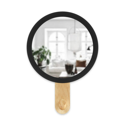 Umbra Hub wall hook mirror, black/natural