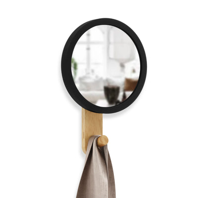 Umbra Hub wall hook mirror, black/natural
