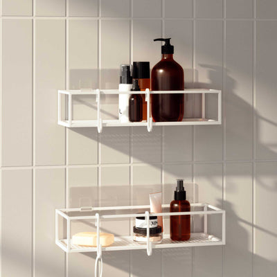 Umbra Cubiko Shower Bin, white (set of 2)