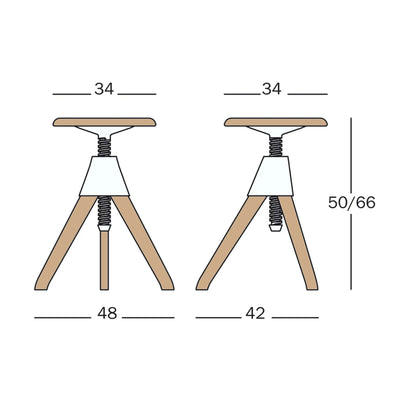Magis Jerry Adjustable Stool , Natural 7011/White (55-65 cm)