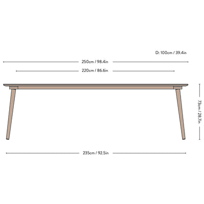 &Tradition SK6 In Between table, oak lacquered (100x250 cm)
