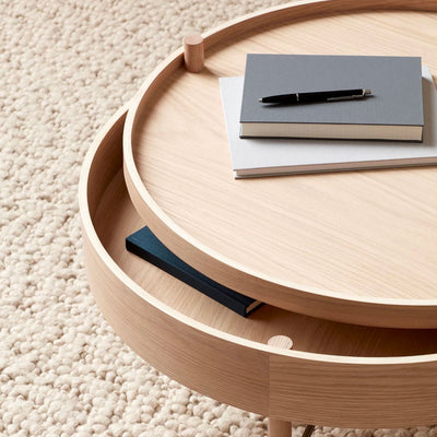 Audo Turning Table Ø65 , White oak