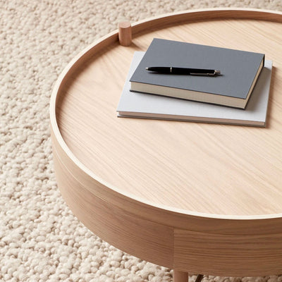 Audo Turning Table Ø65 , White oak