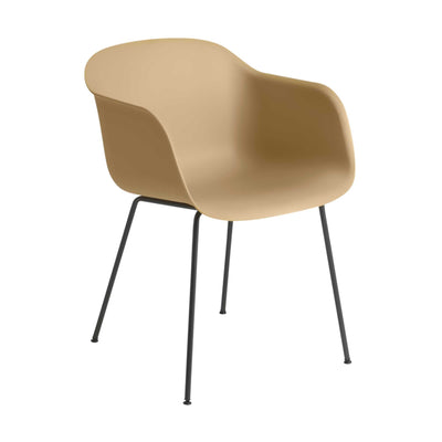 Muuto Fiber armchair tube base, ochre/black