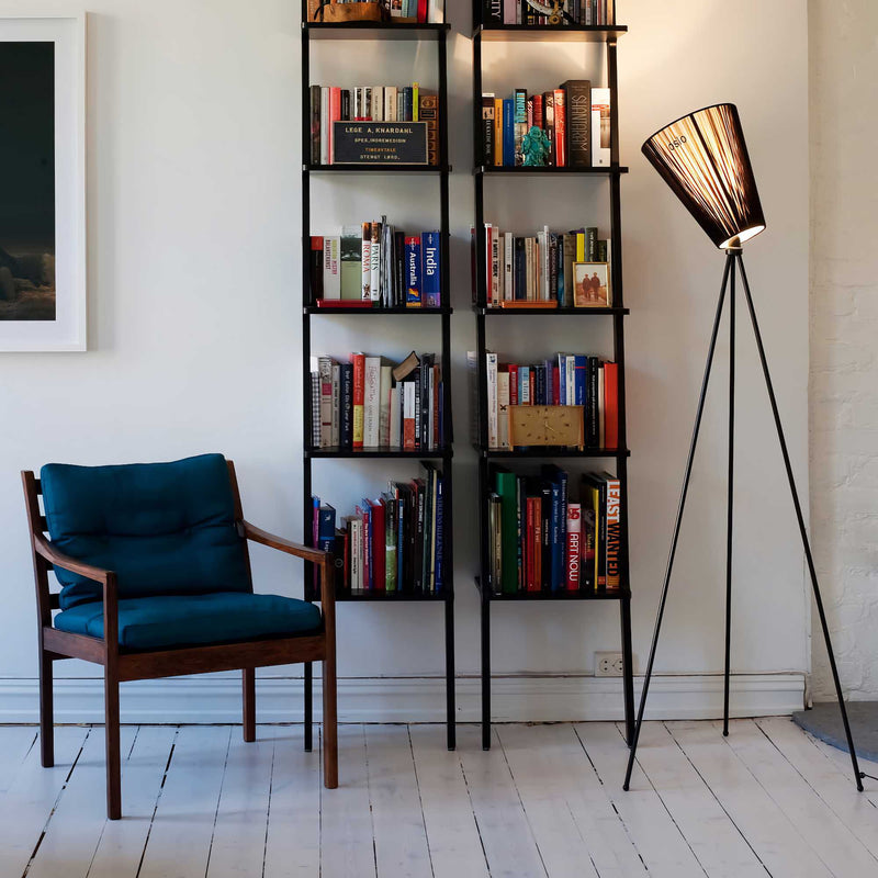 Northern Oslo wood floor lamp, black/black