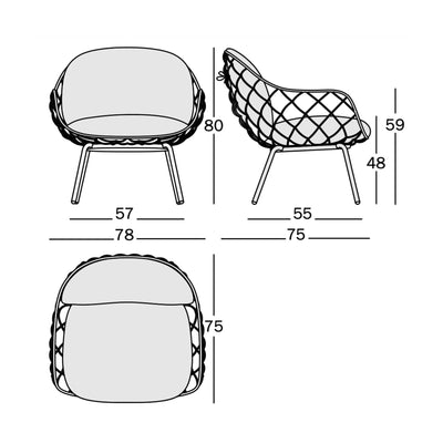 Magis Pina lounge chair, brown blue/ brown (outdoor)