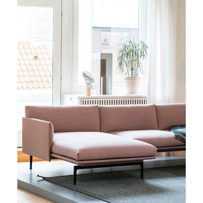 Muuto Outline Sofa chaise longue left, Black Base w263xd142xh71cm