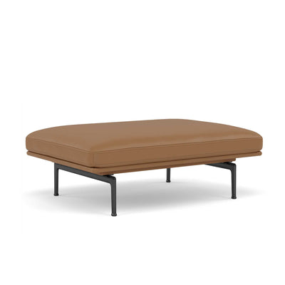 Muuto Outline Pouf Black Base, RefineLeatherCognac w111xd78xh40cm