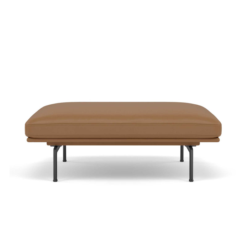 Muuto Outline Pouf Black Base, RefineLeatherCognac w111xd78xh40cm