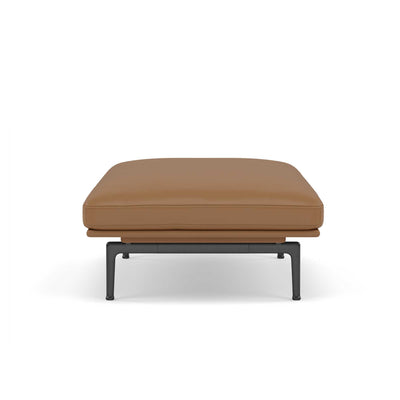 Muuto Outline Pouf Black Base, RefineLeatherCognac w111xd78xh40cm