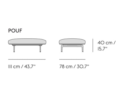 Muuto Outline Pouf Black Base, RefineLeatherCognac w111xd78xh40cm