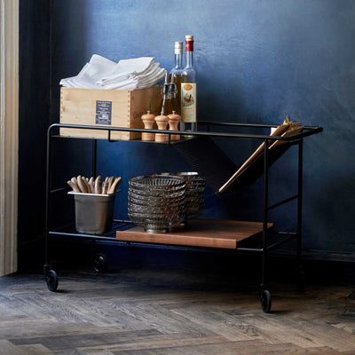 &Tradition Alima NDS1 trolley, matt black/lacquered walnut