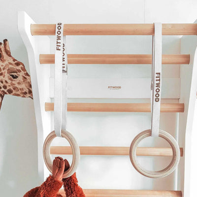Fitwood HJØRUND Mini gym rings, birch/white
