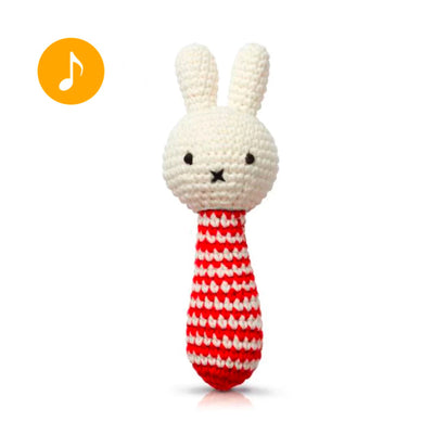 Just Dutch Miffy Handmade Rattle, Red Striped