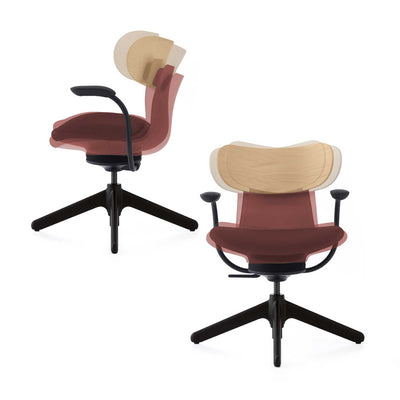 Kokuyo Inglife Office Chair Plywood Back with Arm, red