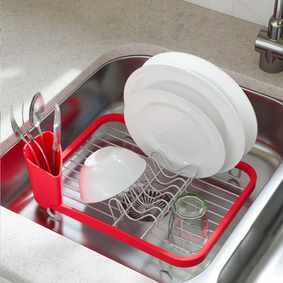 Umbra Sinkin dish rack, red