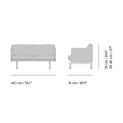 Muuto Outline Studio Sofa, Remix123/PolishedAluminum w140xd76xh71cm