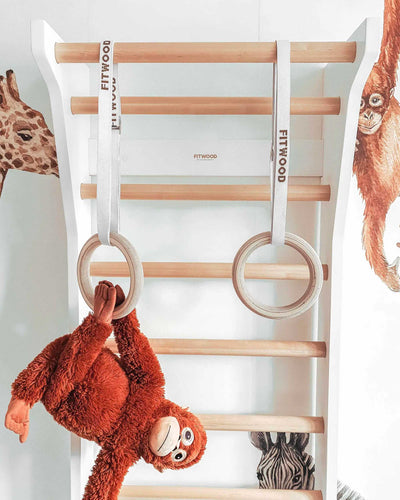 Fitwood HJØRUND Mini gym rings, birch/white