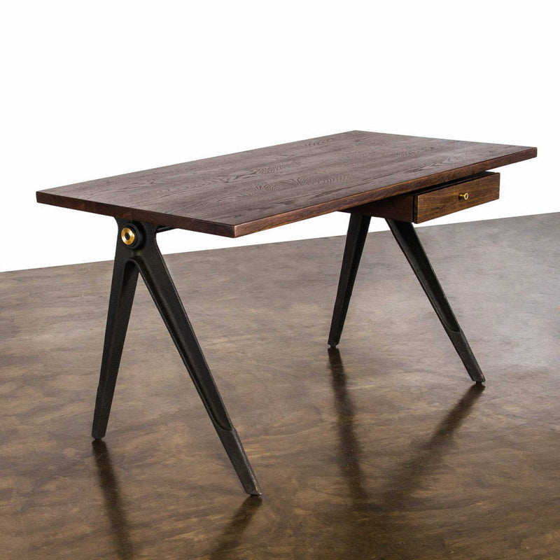 District Eight Compass Desk Single Drawer, smoke oak (140x70 cm)