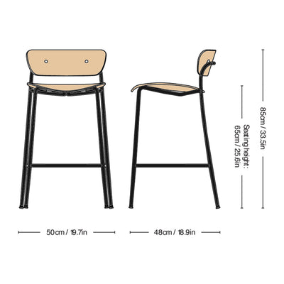 &Tradition AV7 Pavilion Counter Stool , Oak/Black (65 cm)