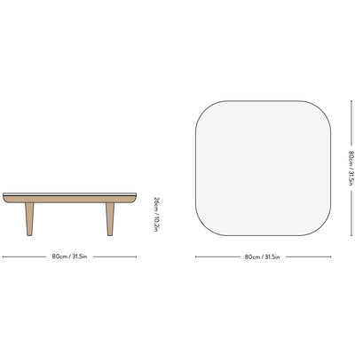 &Tradition SC4 Fly table, white oiled oak/ honed bianco carrara