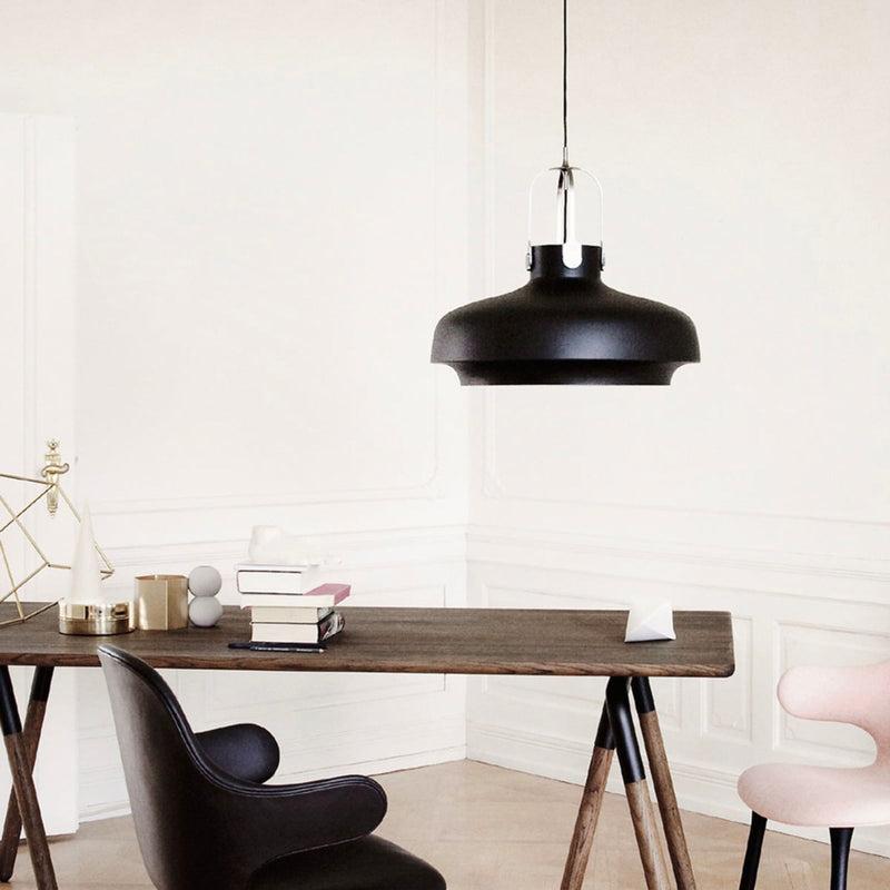 &Tradition SC8 Copenhagen pendant light, matt black - silver suspension