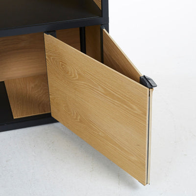 HAY New Order Cupboard With Wooden Sliding Door 170cm , Charcoal/Oak