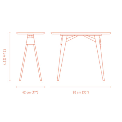 Design House Stockholm Arco Side Table (90wx42dx72cmh), oak