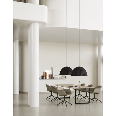 Muuto Fiber armchair, swivel base w.o. return, refine leather 0854 light grey - black