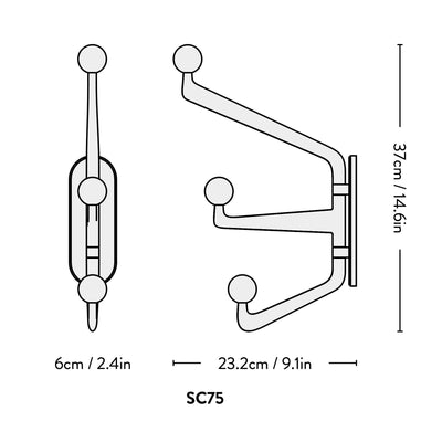 &tradition Capture SC75 wardrobe hook, graphite/colour knob
