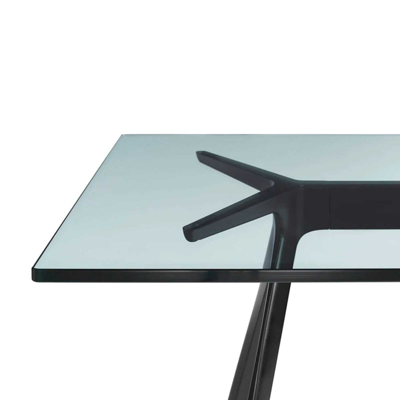 Magis Baguette Table, tempered smoked glass/black