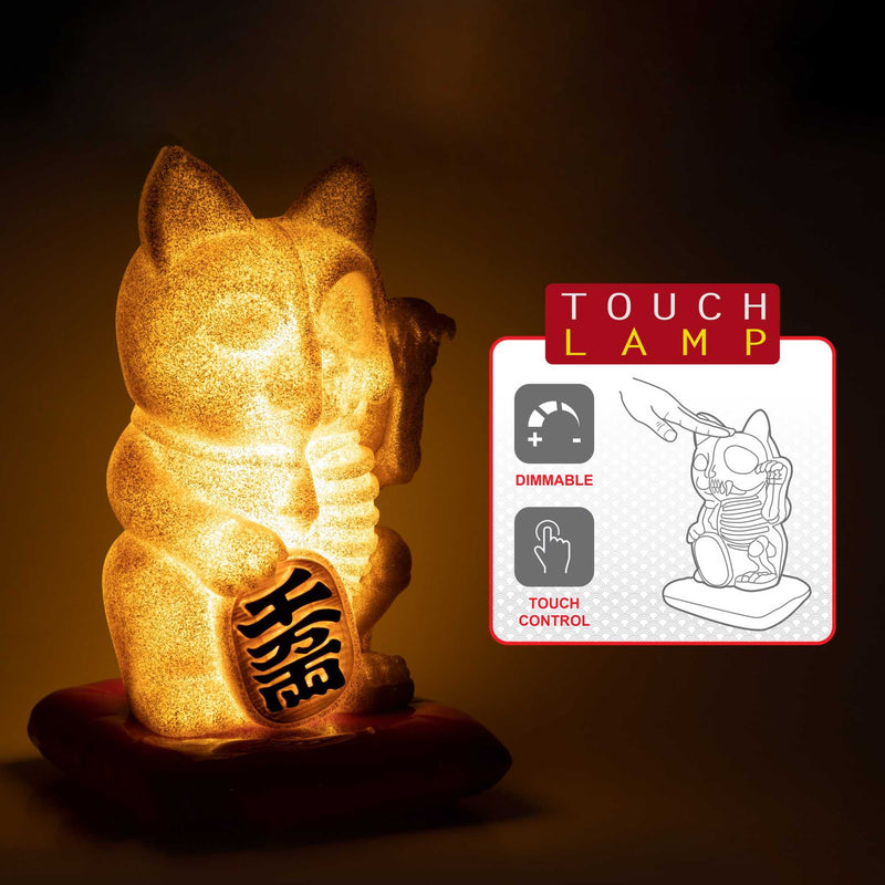 4D Master Fortune Cat touch lamp(25cm), gold glitter