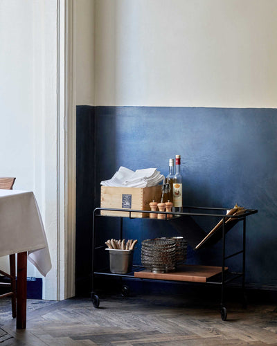 &Tradition Alima NDS1 trolley, matt black/lacquered walnut