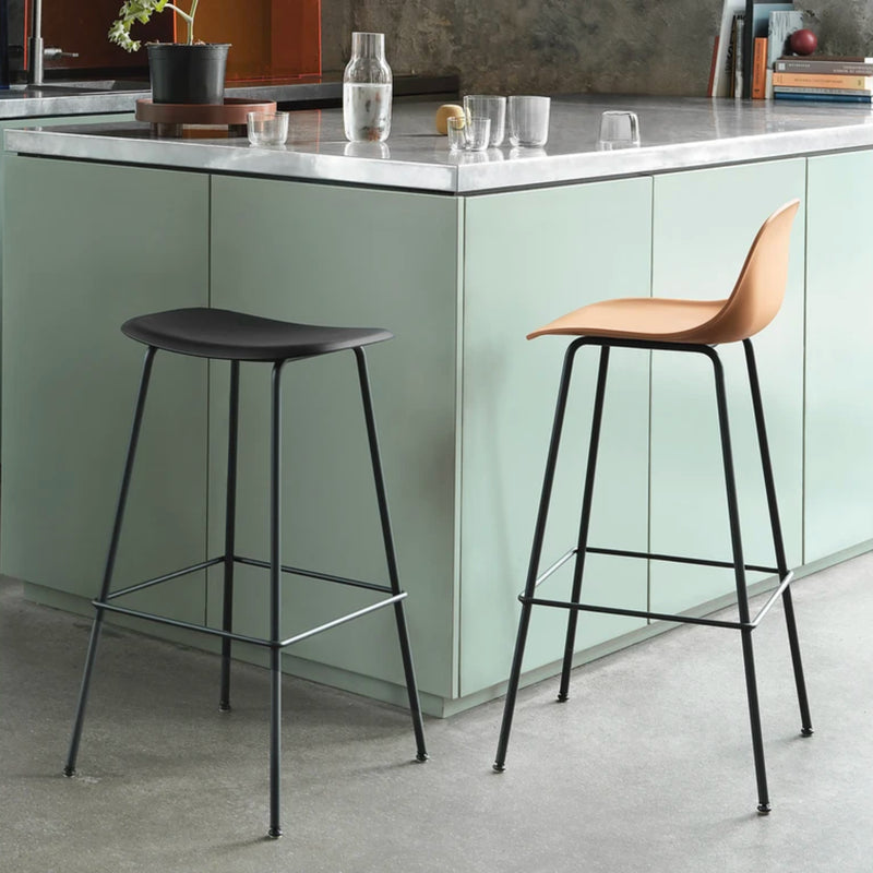 Muuto Fiber Bar Stool Tube Base, black/black (75 cm)