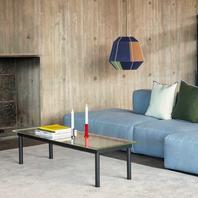 HAY Kofi coffee table with glass top (140x50 cm), black/grey tinted glass