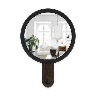 Umbra Hub wall hook mirror, black/walnut