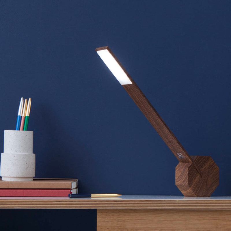 Gingko Octagon One Rechargeable Lamp , Walnut
