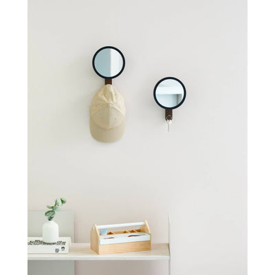 Umbra Hub wall hook mirror, black/walnut