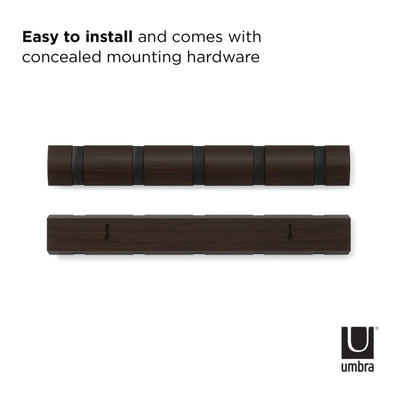 Umbra Flip 5 wall hook, black/walnut