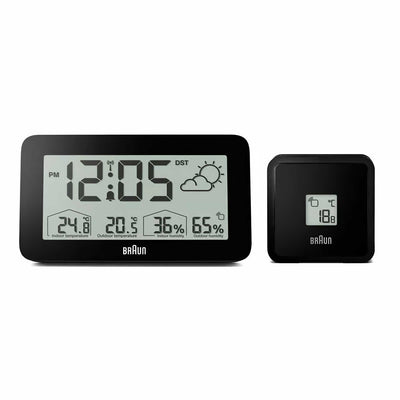 Braun Radio Controlled Digital Weather Station clock, black