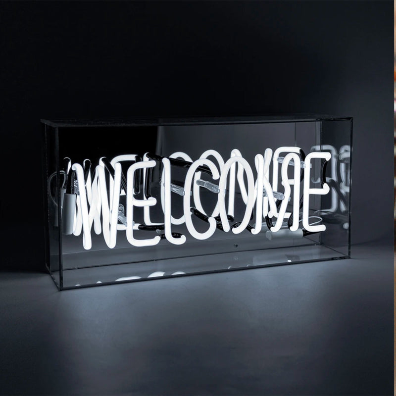refurbished | Locomocean White Welcome Acrylic Box Neon Light