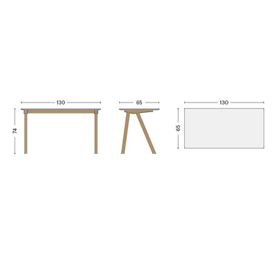 HAY CPH90 Desk, Clear Lacquered Oak/Off White Linoleum