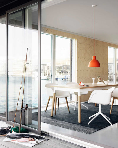 Muuto Fiber Wood Base armchair, natural white/oak